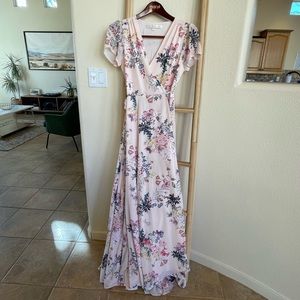 Anthropology floor length floral wrap dress